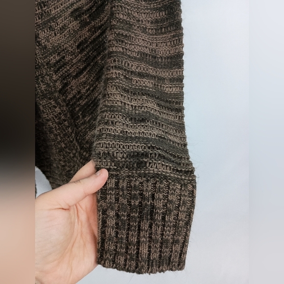 Coatigan Cozy Multi Brown Knit Ribbed Fall Winter Wrap Cabincore Duster‎ Sweater - Picture 3 of 7